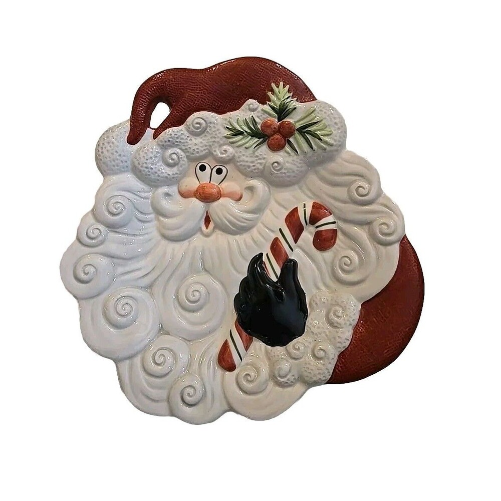 Fitz And Floyd Essentials Santa Claus Christmas Holiday Canape Plate